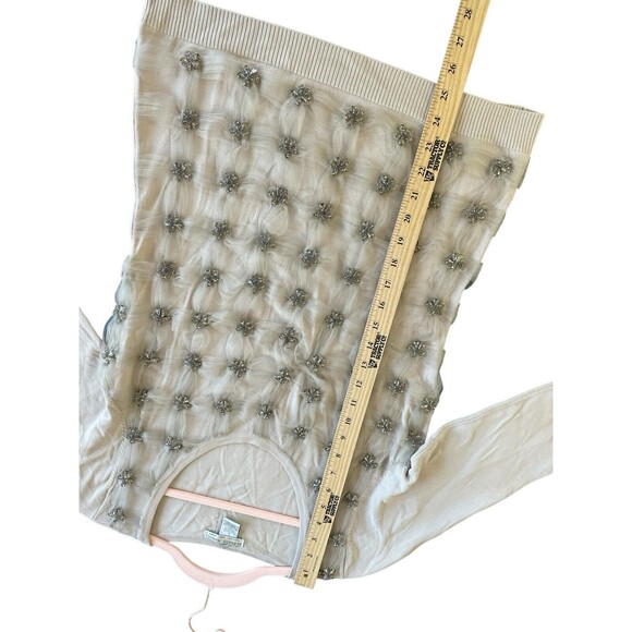 ALBERTO MAKALI Rhinestone Embellished Tulle Holiday Scoop Neck Sweater Large - Picture 6 of 9